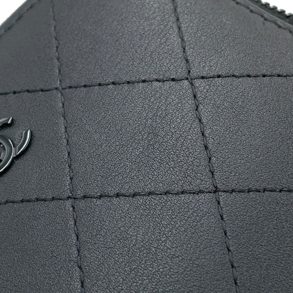 シャネル コインケース ココマーク マトラッセ L字ファスナー コンパクトウォレット カーフレザー AP3997 カードケース 黒