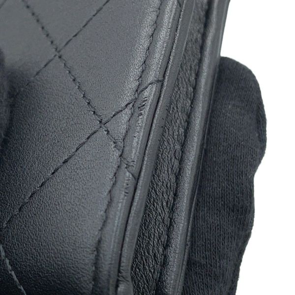 シャネル コインケース ココマーク マトラッセ L字ファスナー コンパクトウォレット カーフレザー AP3997 カードケース 黒