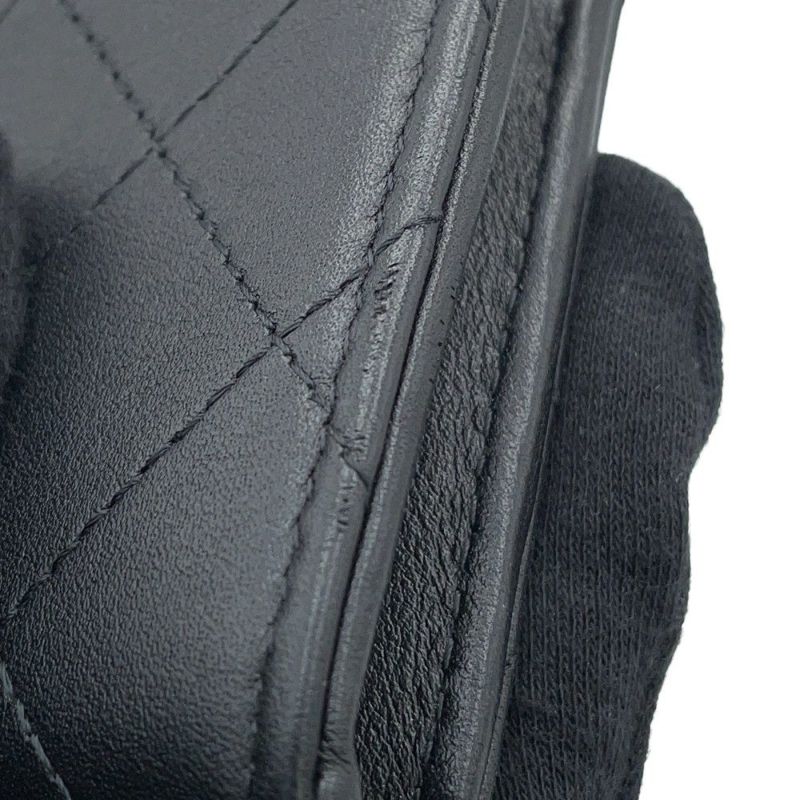 シャネル コインケース ココマーク マトラッセ L字ファスナー コンパクトウォレット カーフレザー AP3997 カードケース 黒