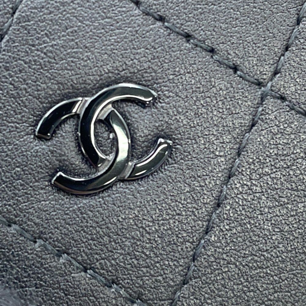 シャネル コインケース ココマーク マトラッセ L字ファスナー コンパクトウォレット カーフレザー AP3997 カードケース 黒