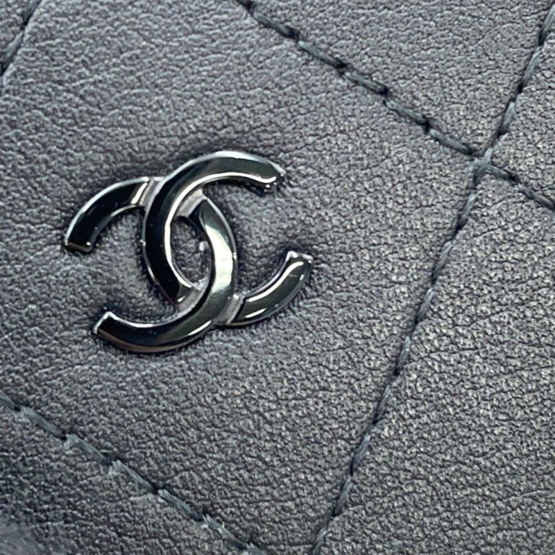 シャネル コインケース ココマーク マトラッセ L字ファスナー コンパクトウォレット カーフレザー AP3997 カードケース 黒