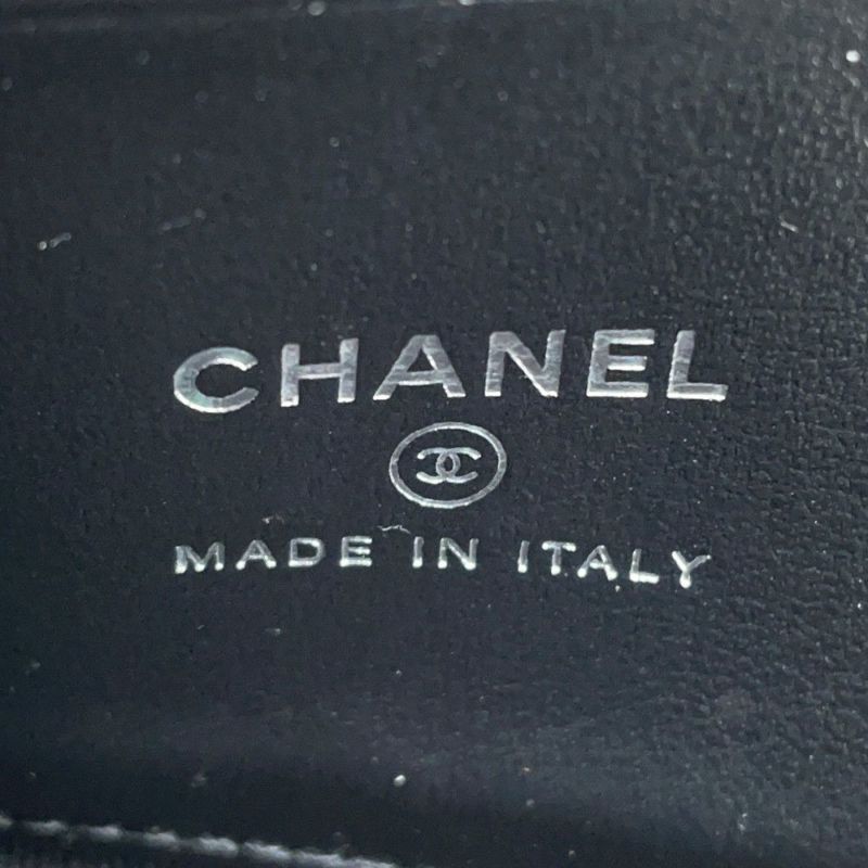 シャネル コインケース ココマーク マトラッセ L字ファスナー コンパクトウォレット カーフレザー AP3997 カードケース 黒