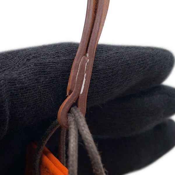 エルメス バッグチャーム ショッパー サックオランジュ フー/ゴールド ラムスキン Y刻印