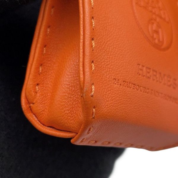 エルメス バッグチャーム ショッパー サックオランジュ フー/ゴールド ラムスキン Y刻印