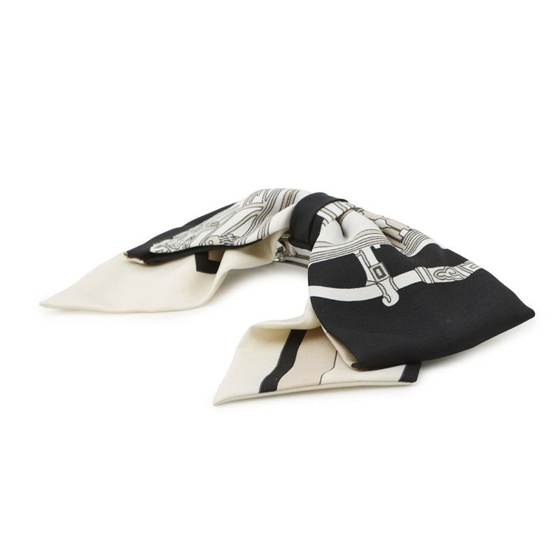 エルメス バレッタ グルネル エクスリブリス シルク HERMES ヘアアクセサリー リボン 黒