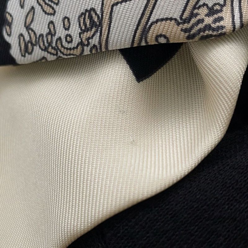 エルメス バレッタ グルネル エクスリブリス シルク HERMES ヘアアクセサリー リボン 黒