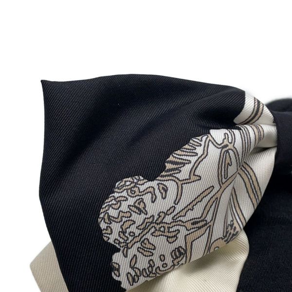 エルメス バレッタ グルネル エクスリブリス シルク HERMES ヘアアクセサリー リボン 黒