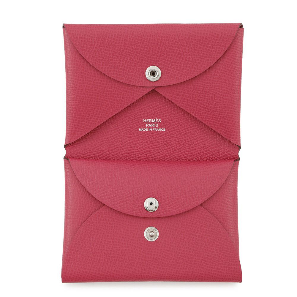 エルメス コインケース カルヴィ デュオ ローズエクストリーム/シルバー金具 エプソン U刻印 財布