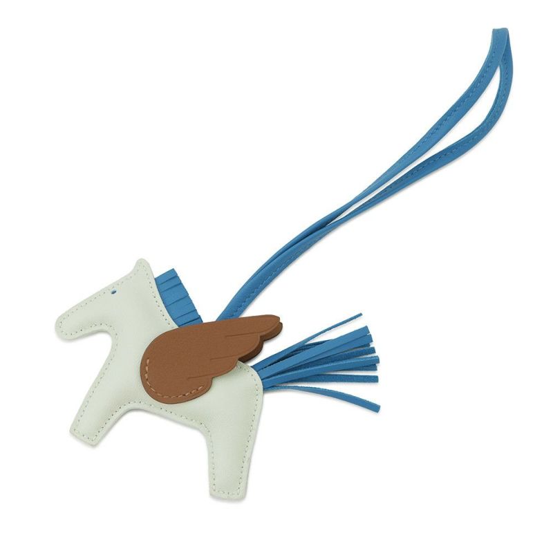 エルメス バッグチャーム ロデオPM ペガサス ヴェールフィズ/ゴールド/ブルーザンジバルラムスキン W刻印