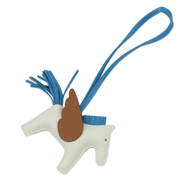 エルメス バッグチャーム ロデオPM ペガサス ヴェールフィズ/ゴールド/ブルーザンジバルラムスキン W刻印