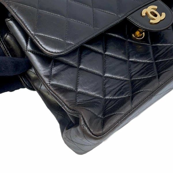 シャネル チェーンショルダーバッグ マトラッセ Wフェイス ココマーク ラムスキン CHANEL バッグ 黒