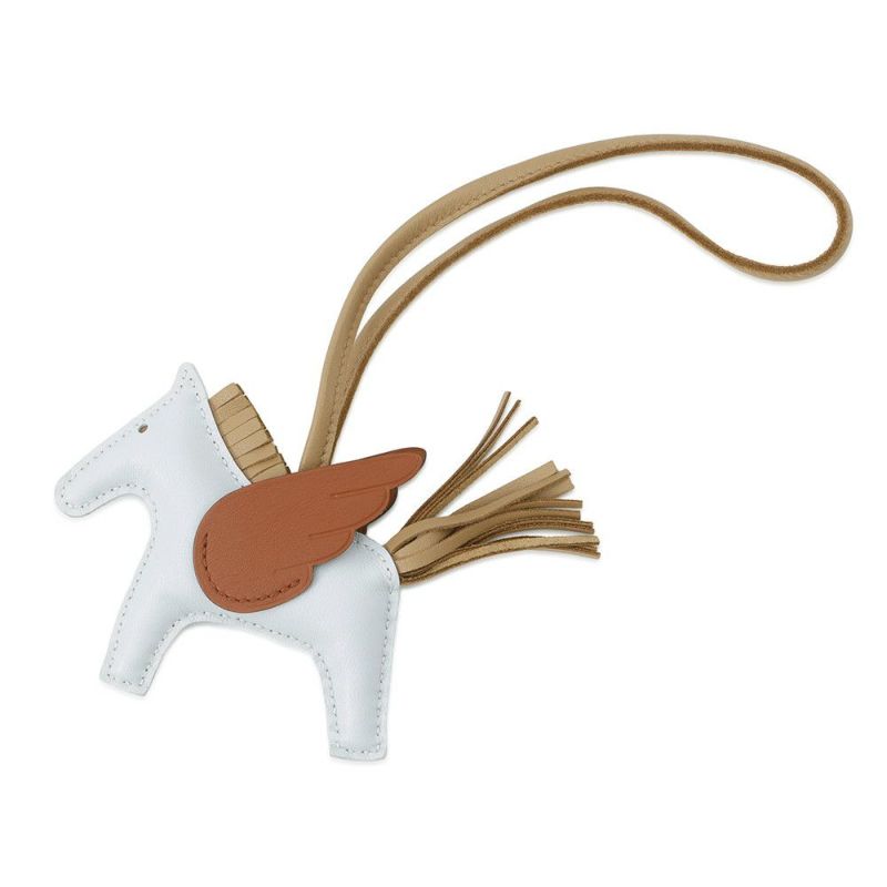 エルメス バッグチャーム ロデオPM ペガサス ブルーブリュム/チャイ/キュイーブル ラムスキン U刻印