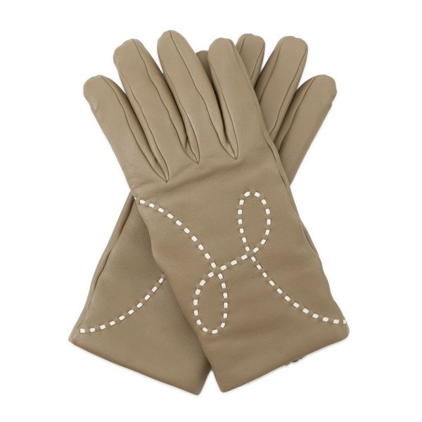 エルメス グローブ リスボン Lisbonne ベージュ ラムスキン レディースサイズ7 HERMES 手袋