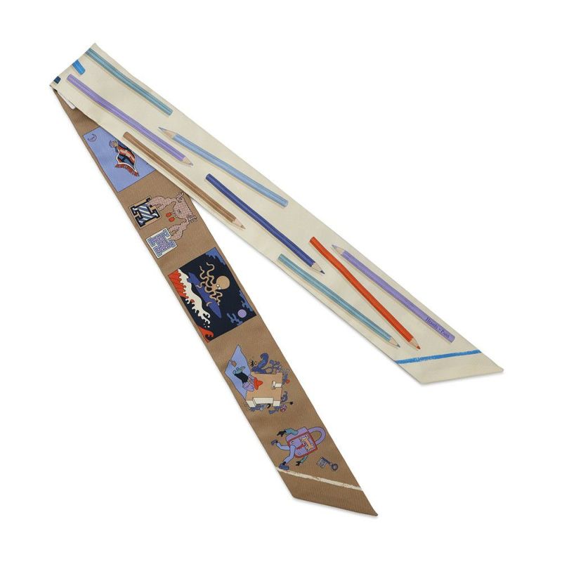 エルメス スカーフ ツイリー A Vos Crayons さあ色鉛筆を出して!/カレ・リブレ シルク 2025春夏