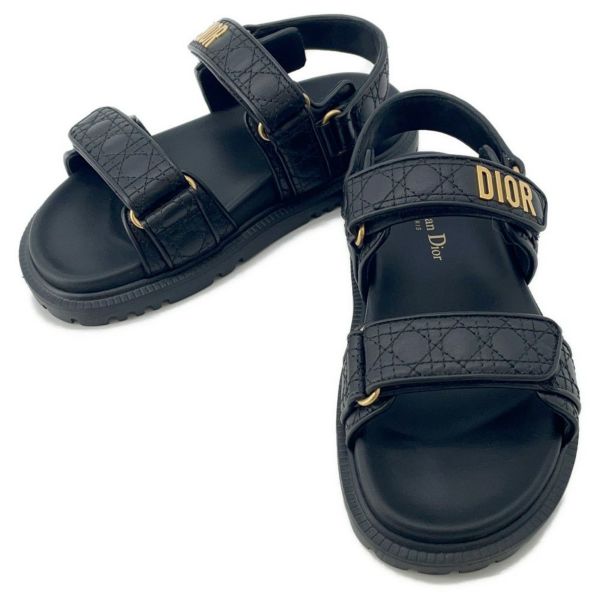 クリスチャン・ディオール サンダル ディオールアクト Dioract カナージュ レザー レディースサイズ35 1/2 黒