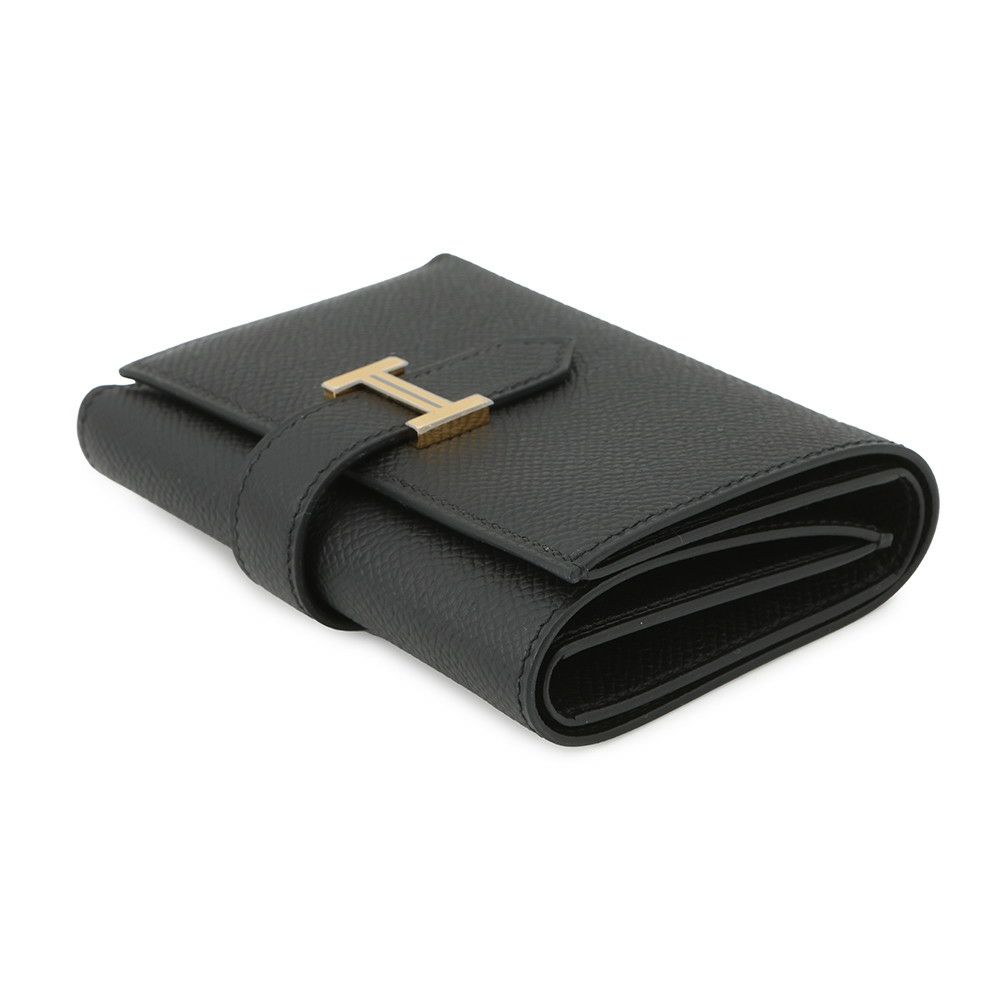 エルメス 三つ折り財布 ベアン コンビネ ブラック/ゴールド金具 エプソン W刻印 HERMES 財布 黒