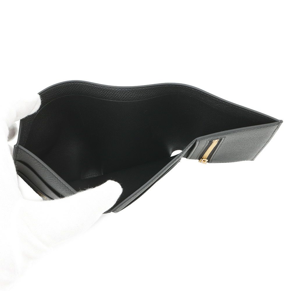 エルメス 三つ折り財布 ベアン コンビネ ブラック/ゴールド金具 エプソン W刻印 HERMES 財布 黒