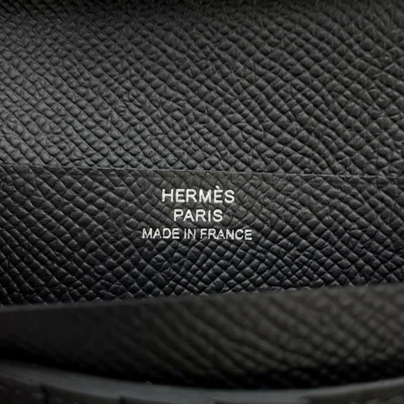 エルメス 二つ折り財布 ベアンコンパクト ブラック/シルバー金具 エプソン W刻印 黒