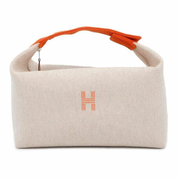 エルメス ポーチ ブリッド・ア・ブラックGM オレンジ/シルバー金具 HERMES バッグ 小物入れ キャンバス