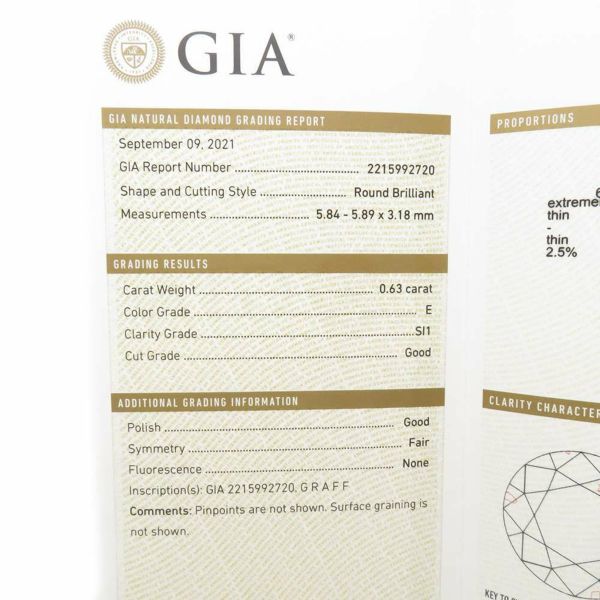 グラフ ネックレスアイコン ラウンド ダイヤモンド ペンダント ダイヤ 中石0.63ct K18WG GIA鑑定書付き