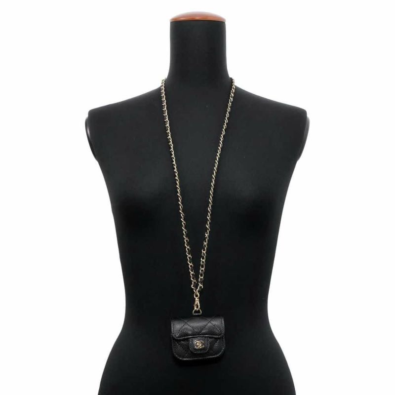 シャネル Air Pods Proケース マトラッセ ココマーク キャビアスキン AP1739 エアーポッズケース 黒