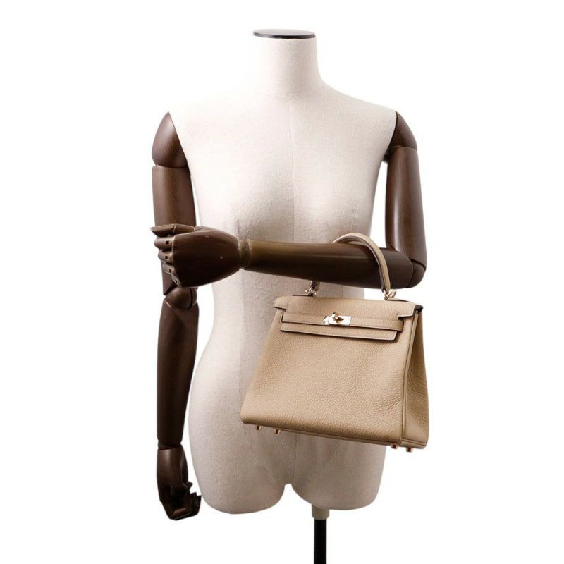 エルメス ハンドバッグ ケリー25 内縫い トレンチ/シャンパンゴールド金具 トゴ K刻印 2wayショルダー