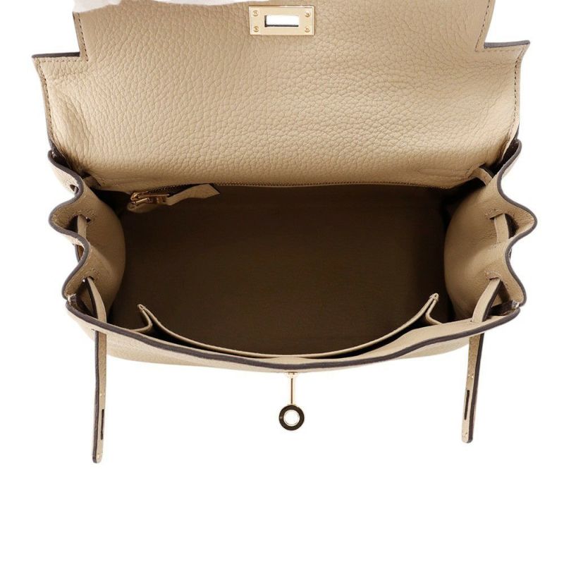 エルメス ハンドバッグ ケリー25 内縫い トレンチ/シャンパンゴールド金具 トゴ K刻印 2wayショルダー