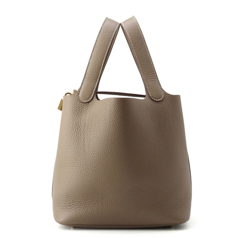 エルメス ハンドバッグ ピコタンロックMM エトゥープ/シルバー金具 トリヨンクレマンス K刻印