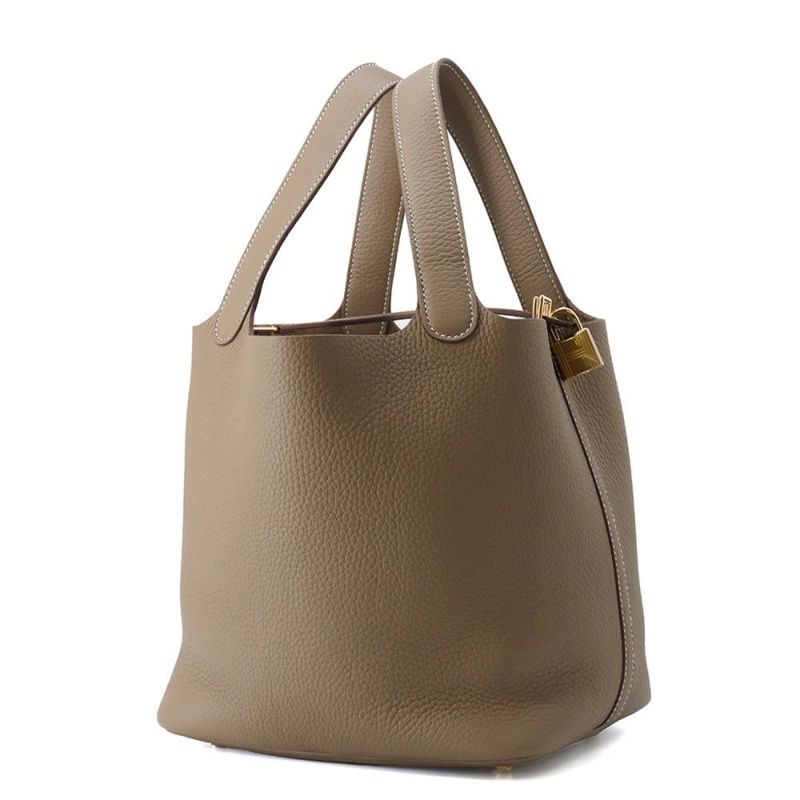 エルメス ハンドバッグ ピコタンロックMM エトゥープ/シルバー金具 トリヨンクレマンス K刻印