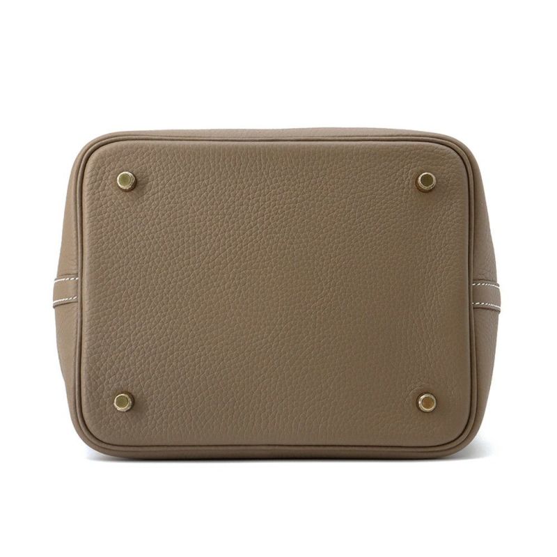 エルメス ハンドバッグ ピコタンロックMM エトゥープ/シルバー金具 トリヨンクレマンス K刻印