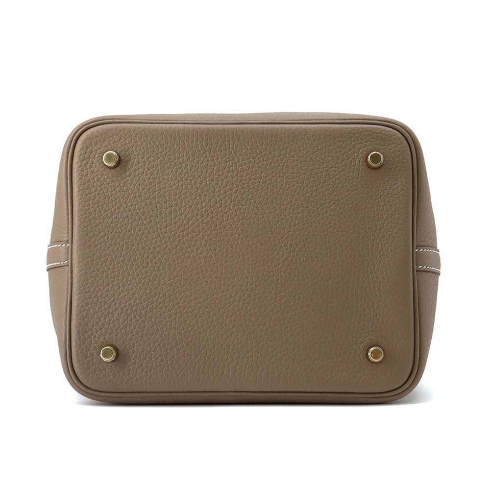 エルメス ハンドバッグ ピコタンロックMM エトゥープ/シルバー金具 トリヨンクレマンス K刻印