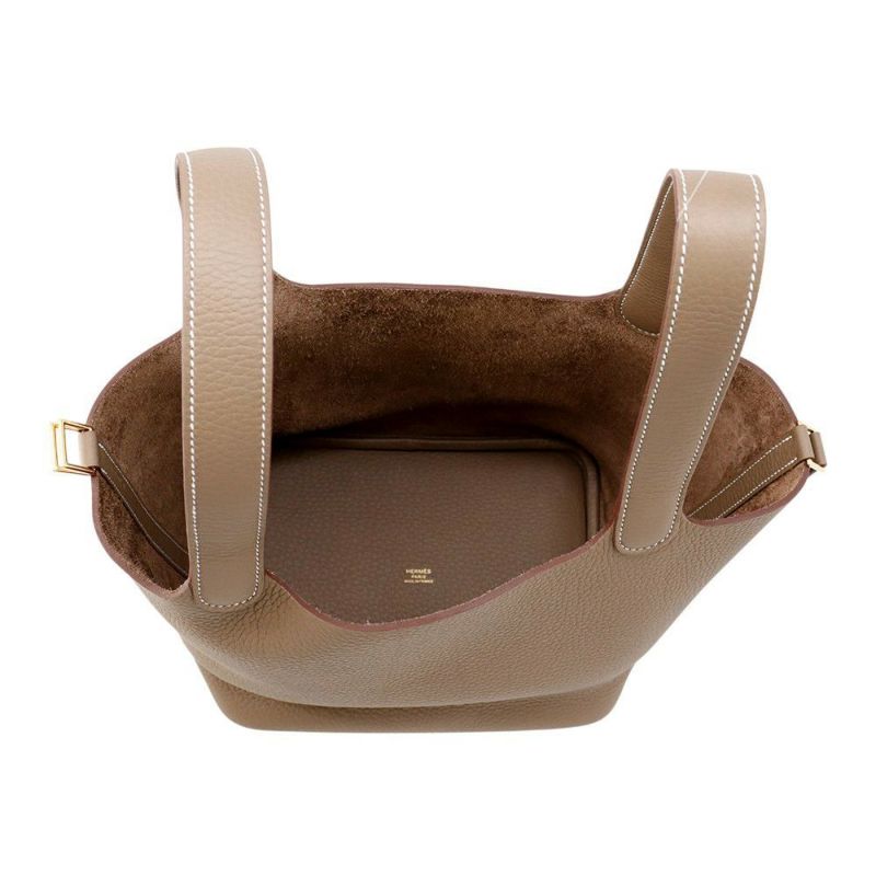 エルメス ハンドバッグ ピコタンロックMM エトゥープ/シルバー金具 トリヨンクレマンス K刻印