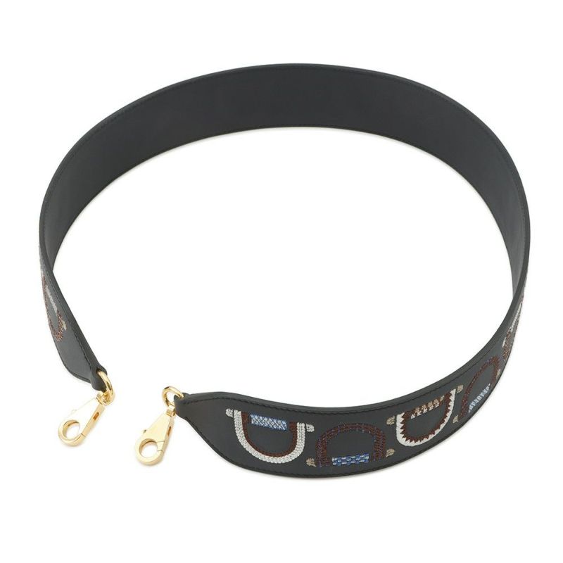 エルメス ショルダーストラップ バンドリエール 刺繍 ブルーインディゴ/ブルーサフィール/ゴールド金具 スイフト B刻印