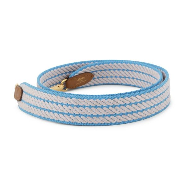 エルメス ショルダーストラップ バンドリエール サングル コルダージュ ブルーアズール/モーヴペール/ゴールド金具 W刻印