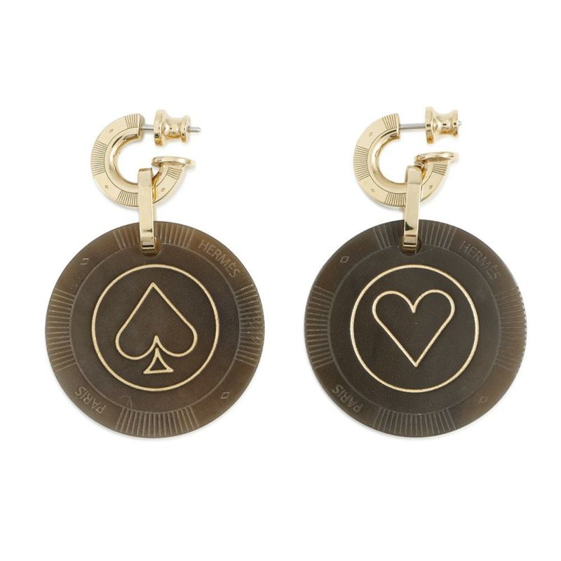 エルメス ピアス フェット・ヴォ・ジュ ラージ GM バッファローホーン/メタル HERMES アクセサリー