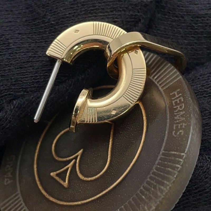 エルメス ピアス フェット・ヴォ・ジュ ラージ GM バッファローホーン/メタル HERMES アクセサリー