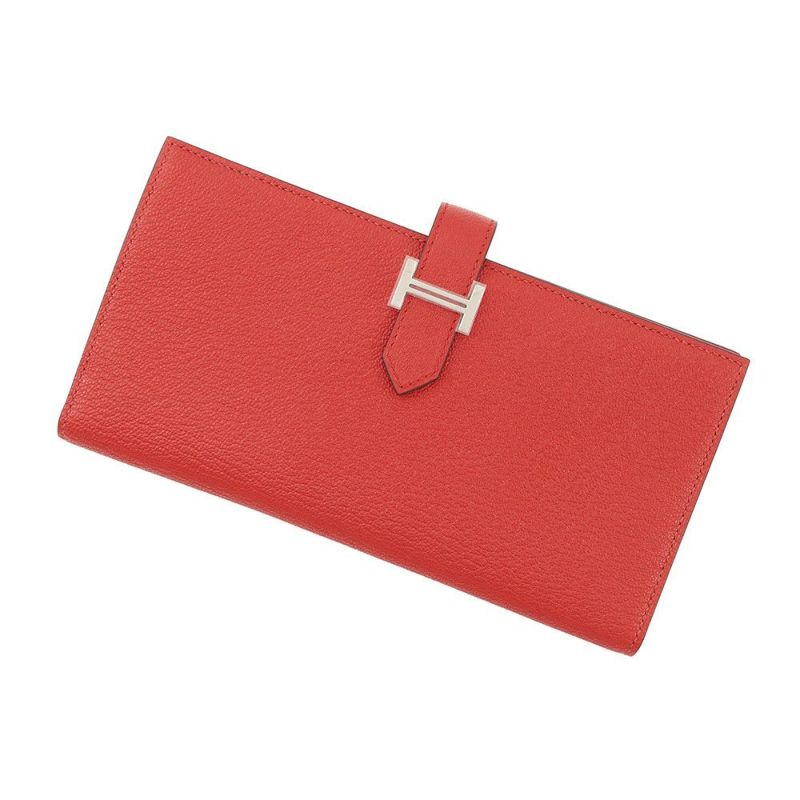 エルメス 長財布 ベアンスフレ ローズテキサス/シルバー金具 シェブルミゾル Z刻印 シェーブル