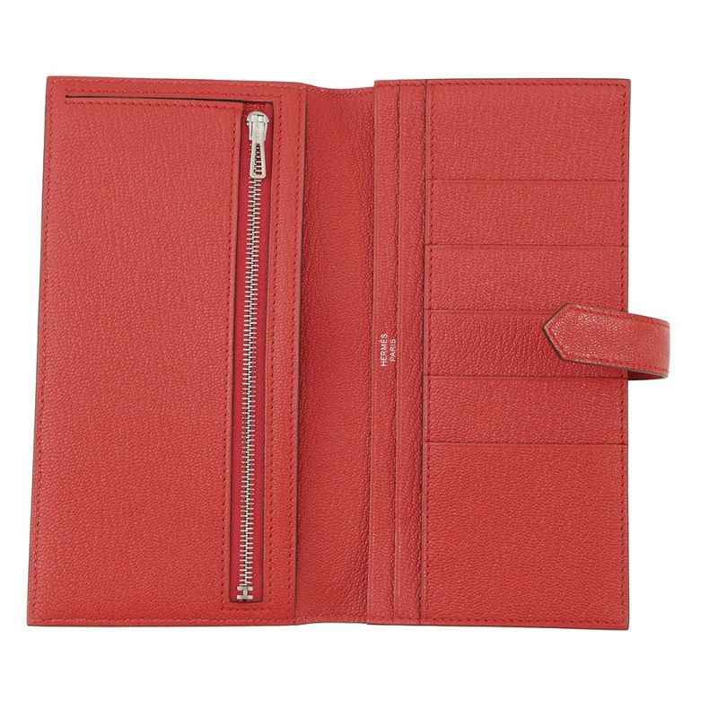 エルメス 長財布 ベアンスフレ ローズテキサス/シルバー金具 シェブルミゾル Z刻印 シェーブル