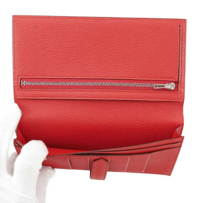 エルメス 長財布 ベアンスフレ ローズテキサス/シルバー金具 シェブルミゾル Z刻印 シェーブル