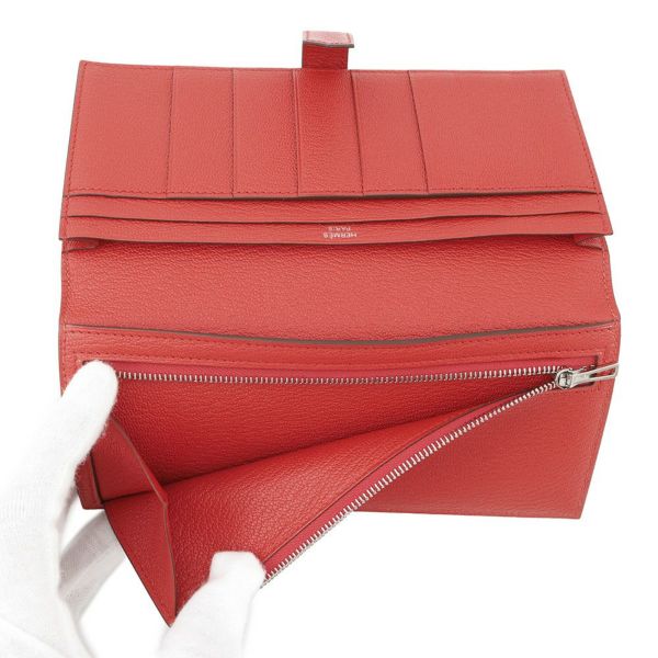 エルメス 長財布 ベアンスフレ ローズテキサス/シルバー金具 シェブルミゾル Z刻印 シェーブル