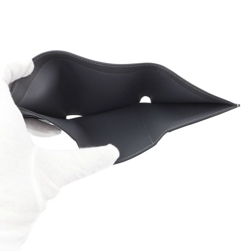 エルメス 三つ折り財布 ベアン コンビネ タッチ グラファイト/グリシマン/シルバー金具 エプソン/アリゲーターマット W刻印 HERMES 財布