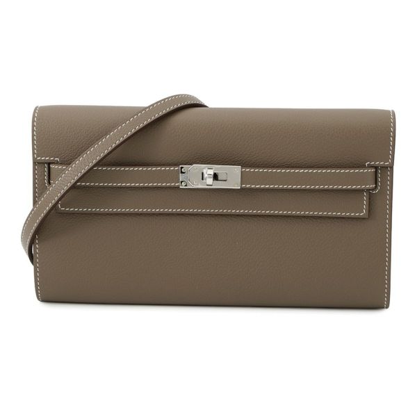 エルメス ケリーウォレット ロング トゥーゴー エトゥープ/シルバー金具 エバーカラー K刻印 財布