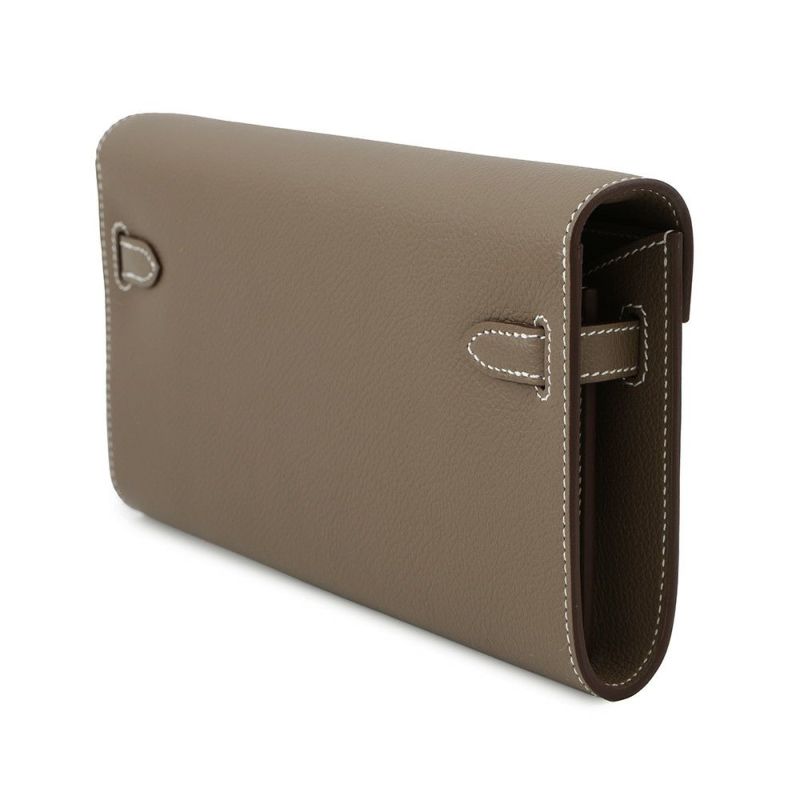 エルメス ケリーウォレット ロング トゥーゴー エトゥープ/シルバー金具 エバーカラー K刻印 財布