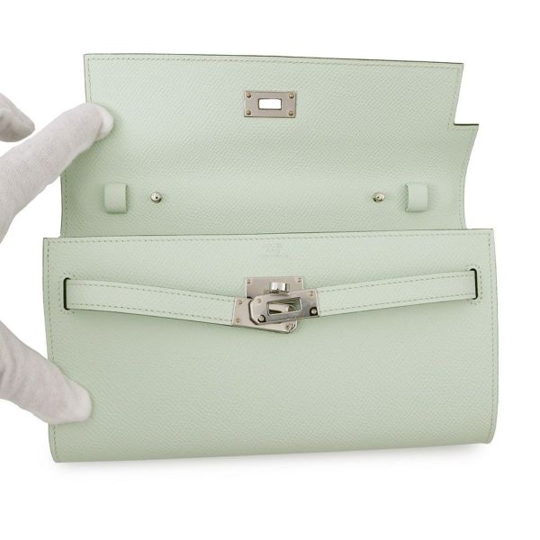 エルメス ケリーウォレット ロング トゥーゴー ヴェールペパーミント/シルバー金具 エプソン K刻印