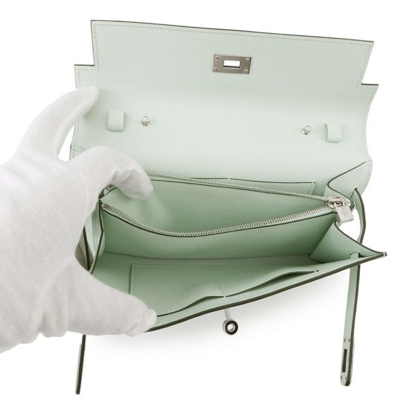 エルメス ケリーウォレット ロング トゥーゴー ヴェールペパーミント/シルバー金具 エプソン K刻印