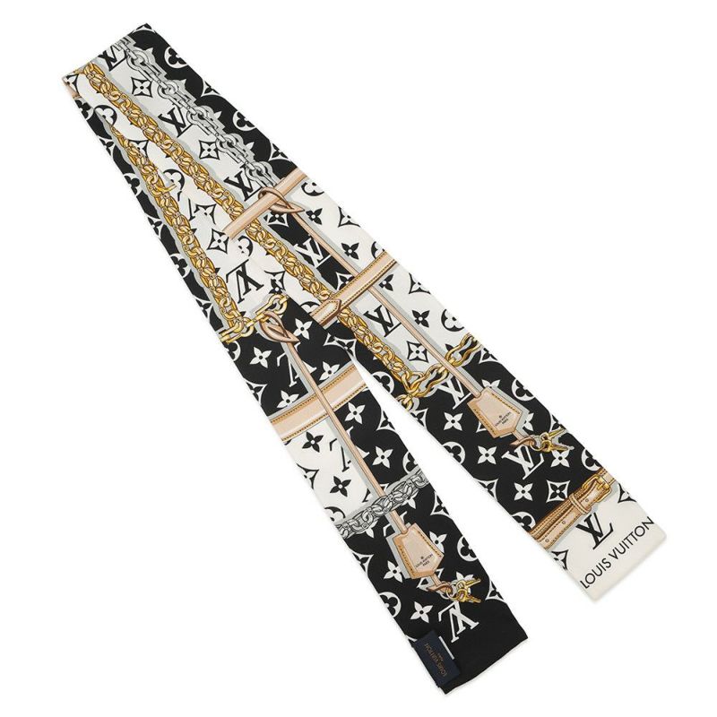 ルイヴィトン スカーフ バンドー・モノグラム コンフィデンシャル M78656 ツイル LV柄 チェーン柄 ベルト柄