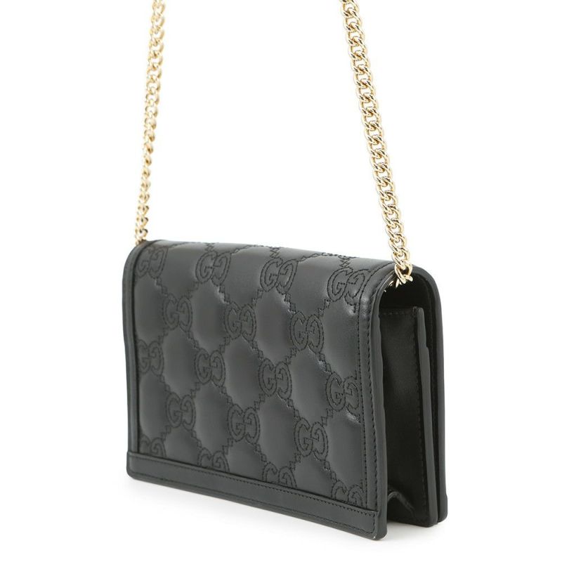 グッチ チェーンウォレット GGマトラッセ レザー 723787 GUCCI 財布 黒