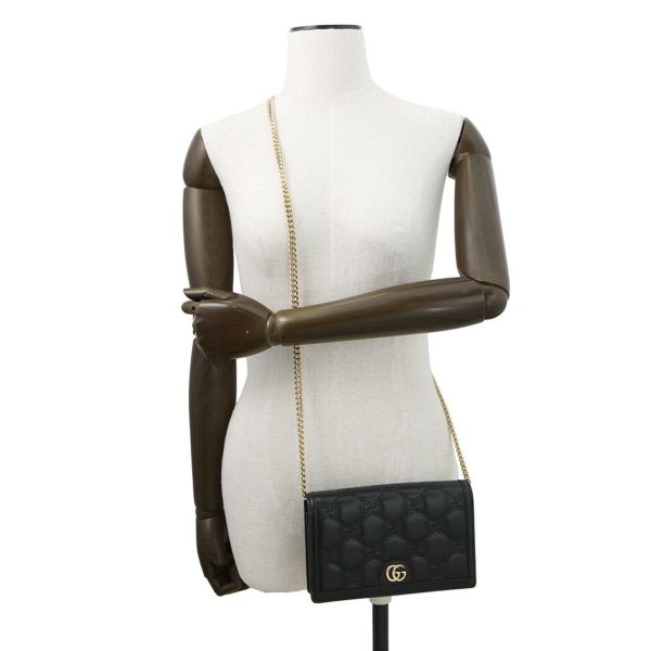 グッチ チェーンウォレット GGマトラッセ レザー 723787 GUCCI 財布 黒