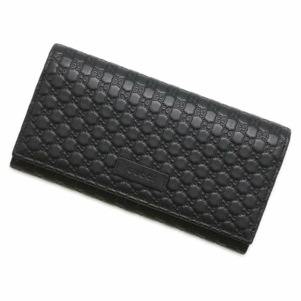 グッチ 長財布 マイクログッチシマ レザー 449396 GUCCI 財布 黒 アウトレット品