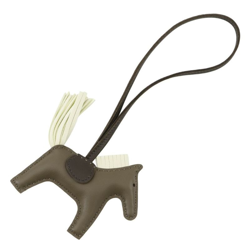 エルメス バッグチャーム ロデオPM エトゥープ/ジョーヌミルトン/ルージュセリエ ラムスキン W刻印 HERMES チャーム オーナメント